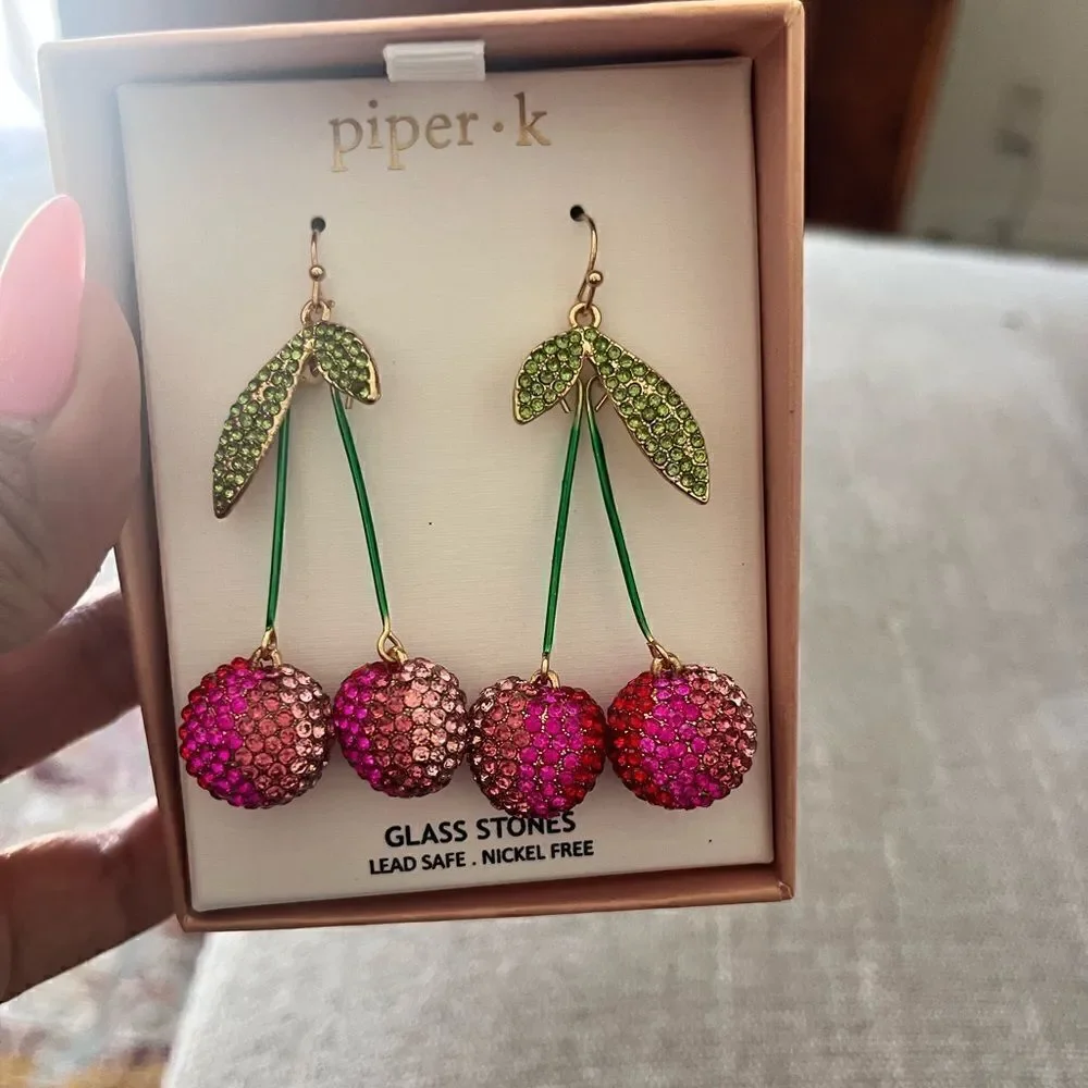 New in box. Cherry Statement Earrings